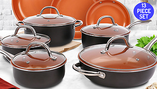 13 Piece Copper Ceramic Cookware Set