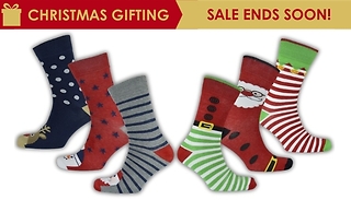 6-Pack of Cotton-Rich Novelty Christmas Socks