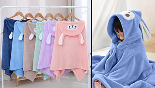 Kid's Soft Cartoon Animal Hooded Bath Towel - 6 Colours & 2 Sizes