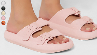 Buckle Strap Rubber Slip-On Sandals - 5 Colours & Sizes
