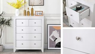 White 5 Drawers Chest of Drawers