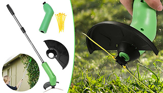 Extending Cordless Grass Trimmer & Weed Cutter With Zip Ties