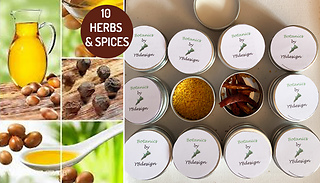 Set of 10 Jars of Assorted Herbs & Spices