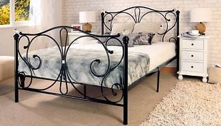 Metal Bed frame with Crystal Bed Knobs - 2 Colours, 4 Sizes & With or ...