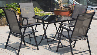 4-Piece Foldable Chairs & Metal Table Garden Dining Set