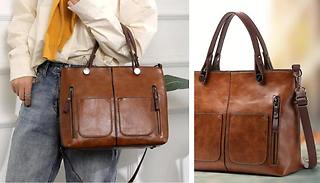 PU Leather Vintage Style Handbag - 3 Colours