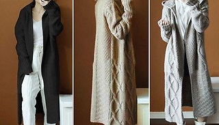 Long Knitted Hooded Cardigan - 3 Colours