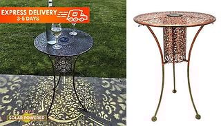 Bronze Metal Bistro Table with Solar LED Light