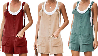 Casual Linen-Style Summer Playsuit - 3 Colours & 5 Sizes