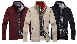 Men's Casual Knitted Zip-Up Cardigan - 7 Colours & 5 Sizes