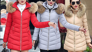 Women's Faux Fur Hooded Puffer Jacket - 5 Colours & 5 Sizes