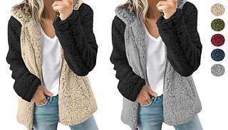 Women's Long Sleeve Fleece Hooded Coat - 5 Colours & 5 Sizes