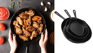 3-Piece Cast Iron Pan & Skillet Cookware Set