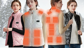 Womens Gloss Heated Puffer Gilet - 15 Heated Areas - 3 Colours, 6 Size ...