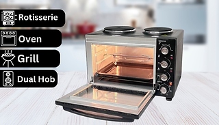 4-in-1 Rotisserie Fan Oven with Twin Hob & Grill - 35L or 48L