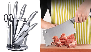 Professional 7-Piece Stainless Steel Knife Set & Rotating Stand