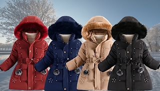 Kid's Plush Collar Hooded Coat with Detachable Hat - 4 Colours, 4 Size ...