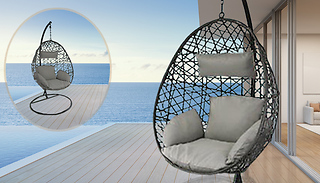 Rattan Hanging Egg Chair With Cushions