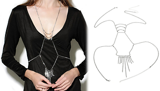 Rhinestone Silver Body Chain 