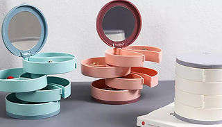 4-Tier Rotating Jewellery Box with Mirror - 3 Colours