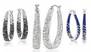 Inside Out Swarovski Elements Hoop Earrings - 3 Crystal Colours