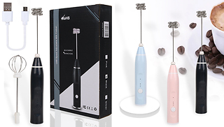Rechargeable Milk Frother with Double Whisk - 3 Colours
