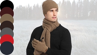 Soft & Warm Hat Scarf and Touchscreen Gloves Set - 7 Colours 