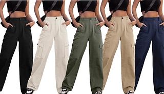 High Waist Casual Cargo Trousers - 5 Colours & Sizes