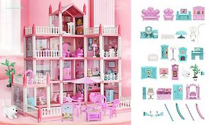Doll Playhouse Set with Furniture 4 Sizes, 2 Colours