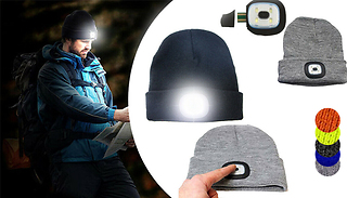 Beanie Hat With LED Rechargeable Light - 4 Colours