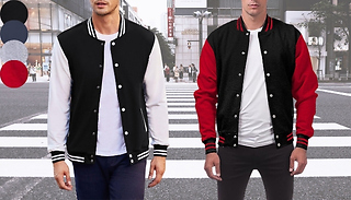 Men's Casual Baseball Jacket - 4 Colours, 6 Sizes
