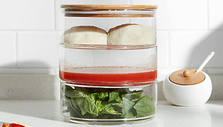 3 Tier Round Stackable Glass Storage Jars with Lid