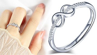 Elegant Silver Infinity Crystals Ring - Adjustable Fit!