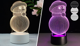 3D Snowman Night Light With Optional Remote - 3 Colours