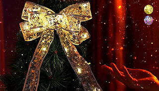 2 or 4 Christmas Ribbon Bow Light Decorations - 2 Colours