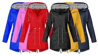 Hooded Longline Raincoat - 6 Colours, 9 Sizes