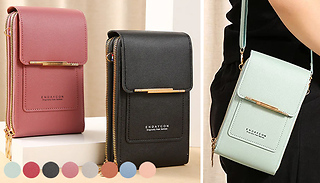 Faux Leather Crossbody Bag with Phone Window - 8 Colours