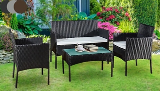Four-Seater Rattan Lounge Set with Coffee Table - 3 Colours