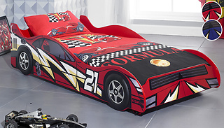 Kids Lightning Race Car Single Bed - 2 Colours
