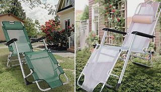2-in-1 Reclining Gravity Sun Lounger Chair with Head Pillow - 2 Colour ...