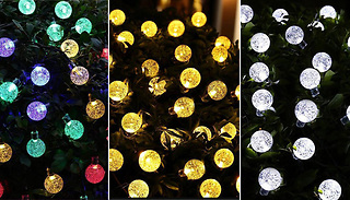 6.5 or 9.5m LED Solar Crystal Ball Garden String Lights - 3 Colours