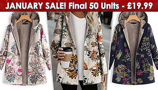 Autumn-Print Lined Hooded Jacket - 8 Sizes & 3 Colours