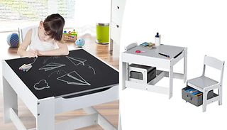 3-in-1 Kids Art Table & Chairs Set with Storage