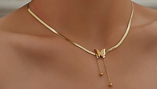 Butterfly Flat Snake-Chain Necklace