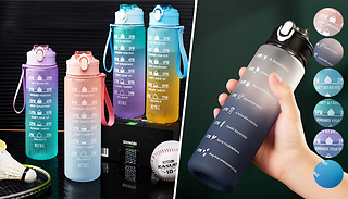 800ml Motivational Drinking Schedule Water Bottle - 6 Colours