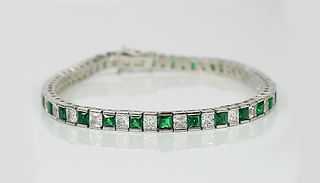 White Gold Created Diamond Bracelet With Jewellery Box