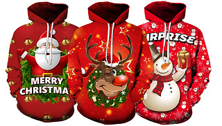 Men's Christmas Cartoon Winter Hoodie - 3 Designs & 5 Sizes