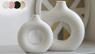 Modern Donut-Shaped Ceramic Vase - 2 Sizes & 4 Colours