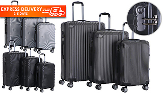 Set of 3 Hard Shell 4-Wheel Lightweight Locking Suitcases - 3 Colours