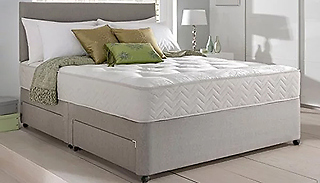 Stone Suede Divan Bed Set with Memory Foam Mattress - 6 Sizes